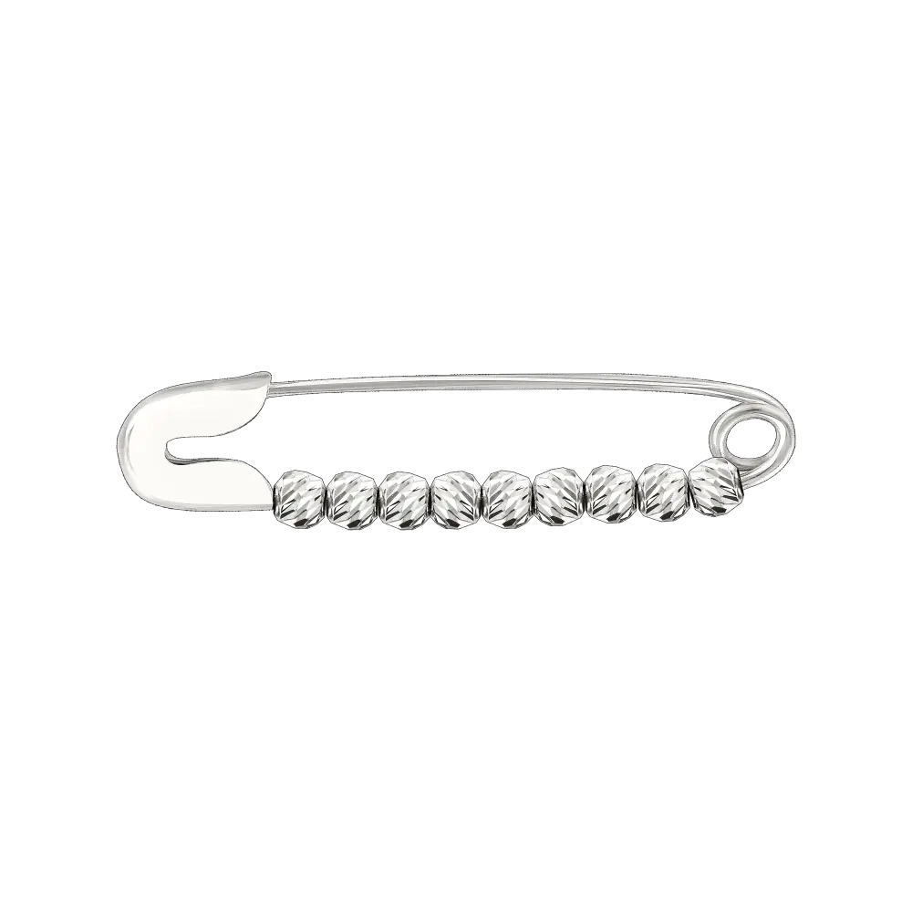 Product image 1 of the product “Brooch “Safety Pin with Row of Balls” in 925 Sterling Silver ”