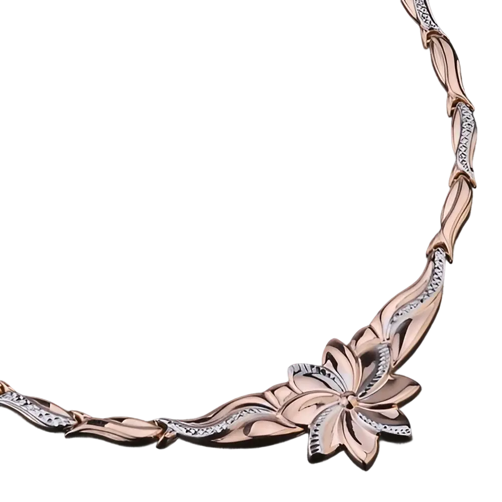 Product image 1 of the product “Necklace “Flower with Ornament” in 585 Rose Gold with Diamonds ”