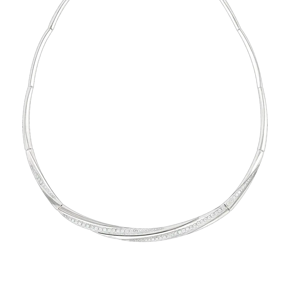 Artikelbild 1 des Artikels “Collier „Gedrehtes Band mit Steinen“ aus 925 Silber mit Zirkonia “