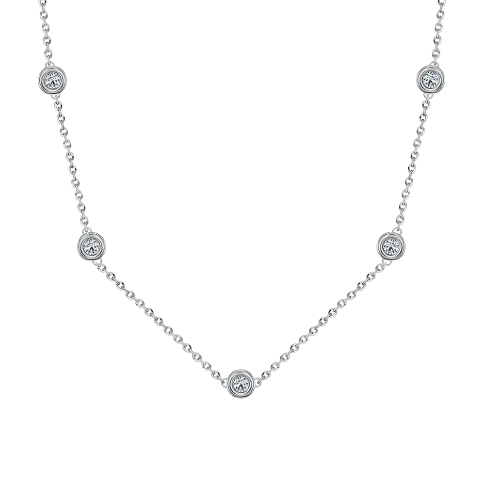Artikelbild 1 des Artikels “Collier „Kette mit Steinstationen“ aus 925 Silber mit Zirkonia “