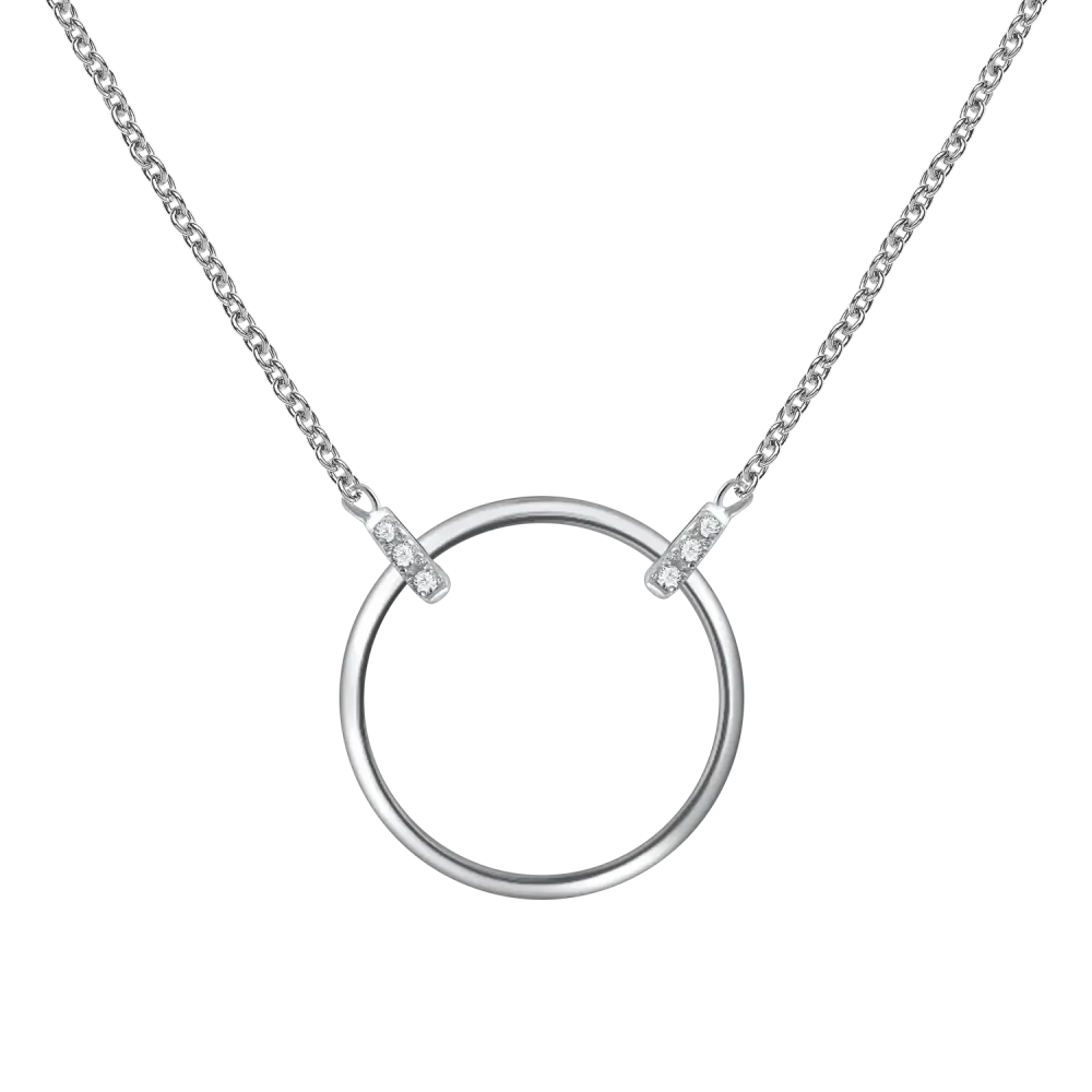 Product image 1 of the product “Necklace “Open Circle” in 925 Sterling Silver with Cubic Zirconia ”