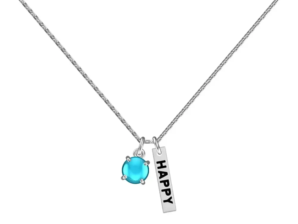 Изображение 1 товара «Колье «Пластина «Happy»» из серебра 925 пробы с фианитами »