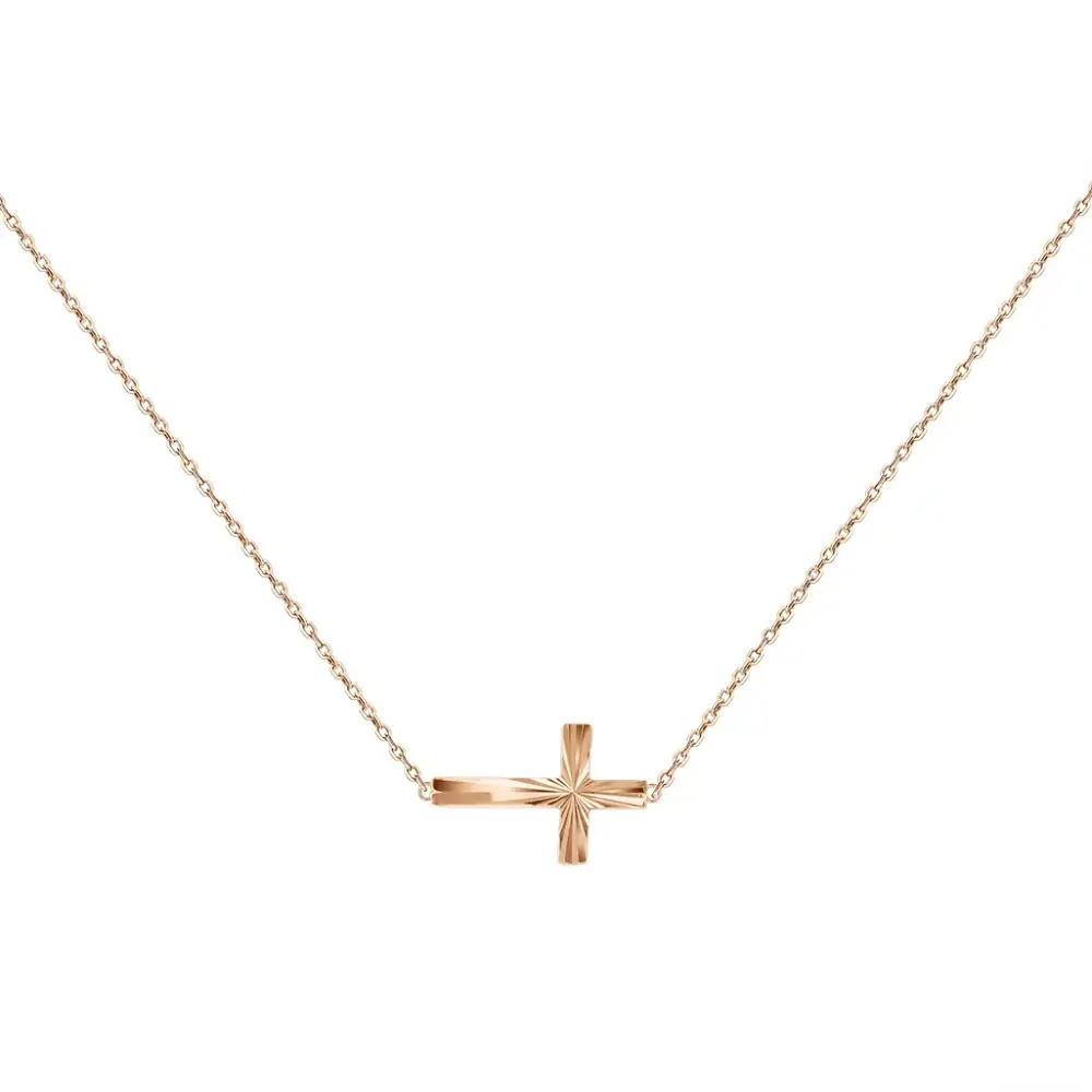 Product image 1 of the product “Necklace “Sideways Cross” in 585 Rose Gold ”