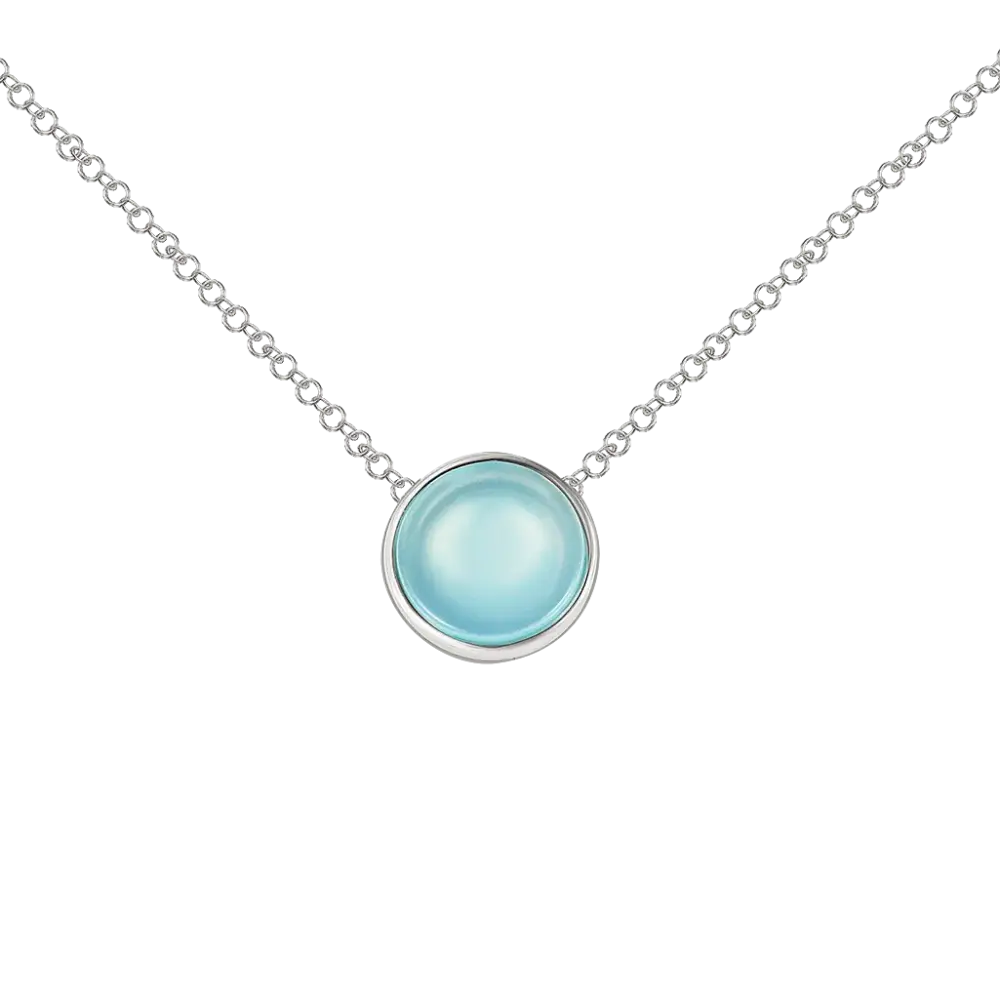 Product image 1 of the product “Necklace “Round Agate Cabochon” in 925 Sterling Silver with Agate ”