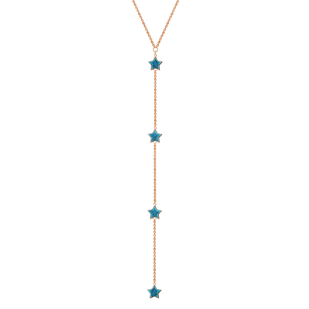 Product image 1 of the product “Necklace “Y Necklace with Stars” in Gold-Plated 925 Sterling Silver with Turquoise ”