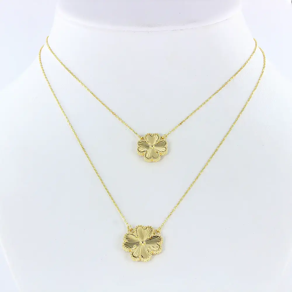 Artikelbild 1 des Artikels “Collier „Zwei Blüten“ aus 585 Gelbgold “