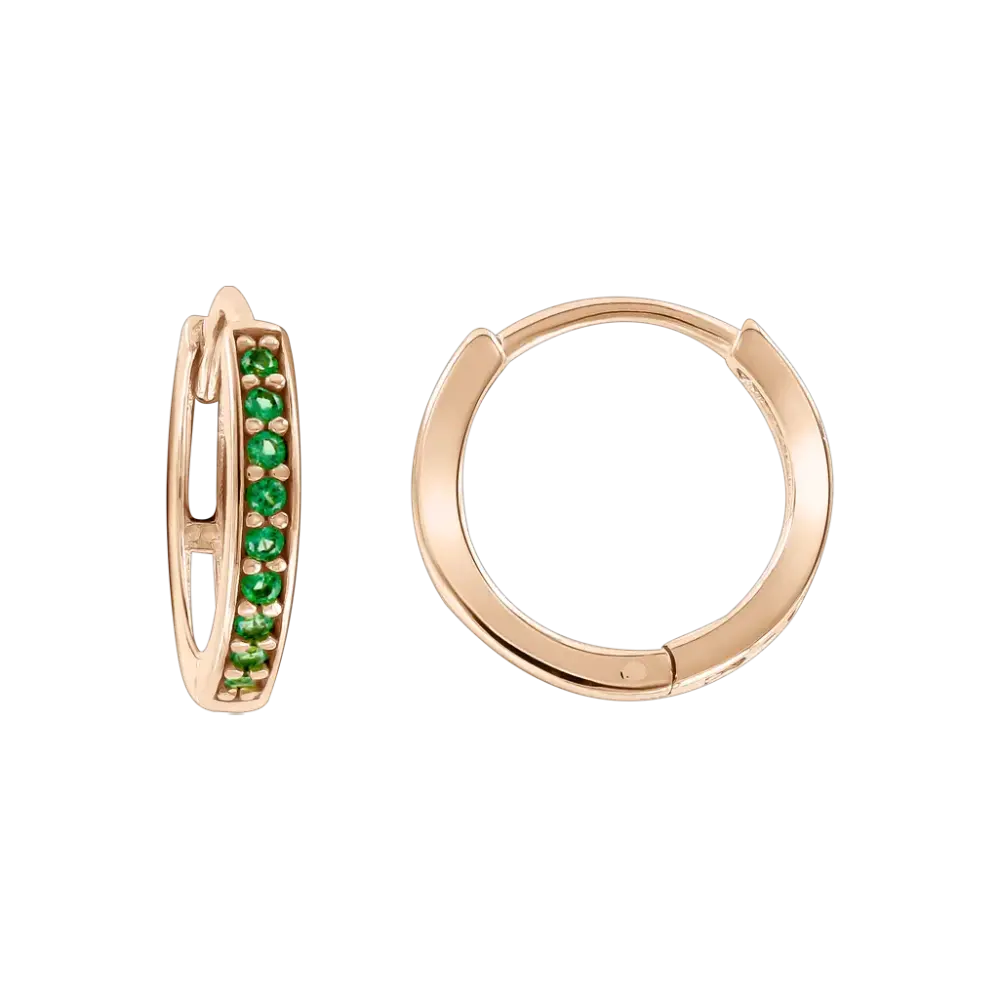 Artikelbild 1 des Artikels “Creolen „Grüner Steinreihe“ aus 585 Rotgold mit Zirkonia “