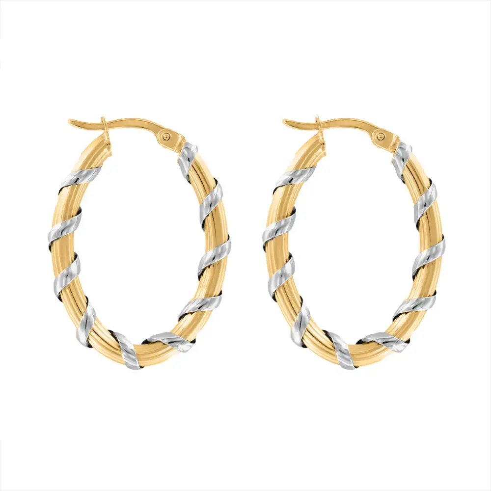 Artikelbild 1 des Artikels “Creolen „Ovale gedrehte Creolen“ aus 585 Bicolor-Gold “