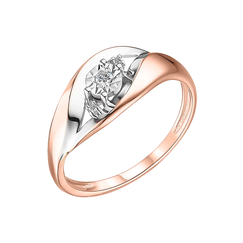 Artikelbild 1 des Artikels “Damenring „Augenform mit Stein“ aus 585 Bicolor-Gold mit Brillanten, 0,041 ct “