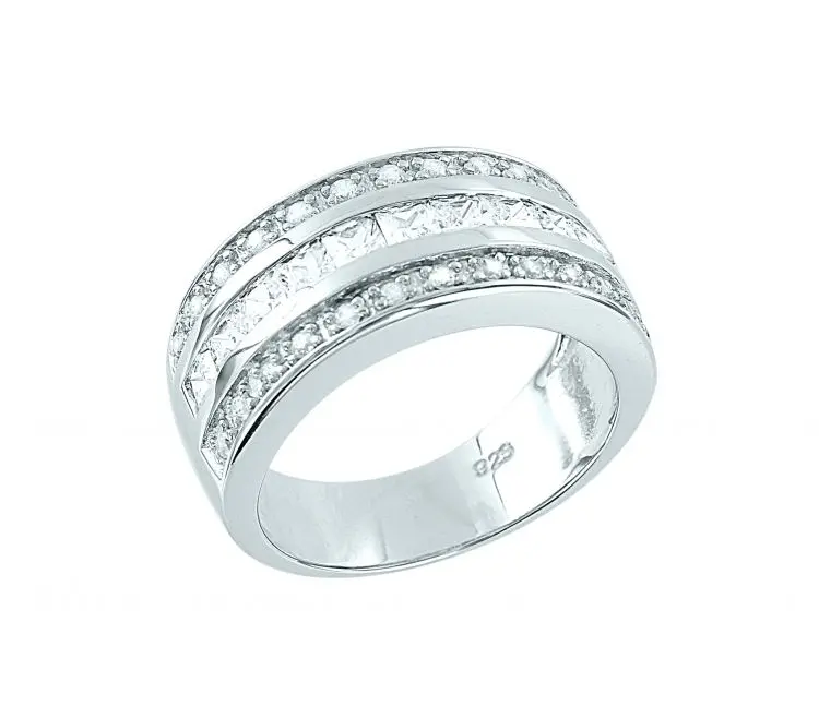Artikelbild 1 des Artikels “Damenring „Baguette-Steinreihen“ aus 925 Silber mit Zirkonia “