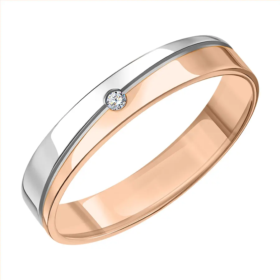 Artikelbild 1 des Artikels “Damenring „Bandring mit Brillant“ aus 585 Bicolor-Gold mit Brillanten “