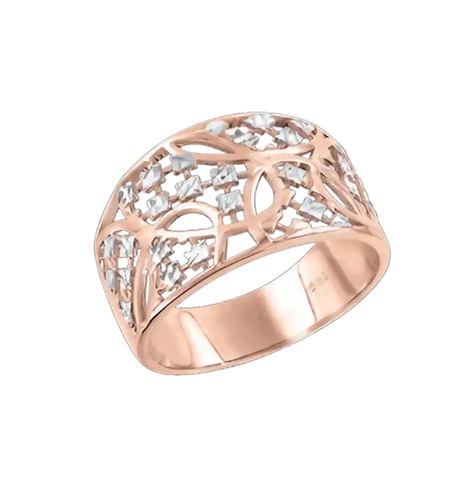 Product image 1 of the product “Women's Ring “Openwork Foliage” in 585 Rose Gold with Cubic Zirconia ”