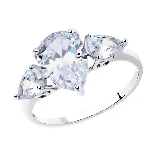 Artikelbild 1 des Artikels “Damenring „Drei Tropfensteine“ aus 925 Silber mit Zirkonia “