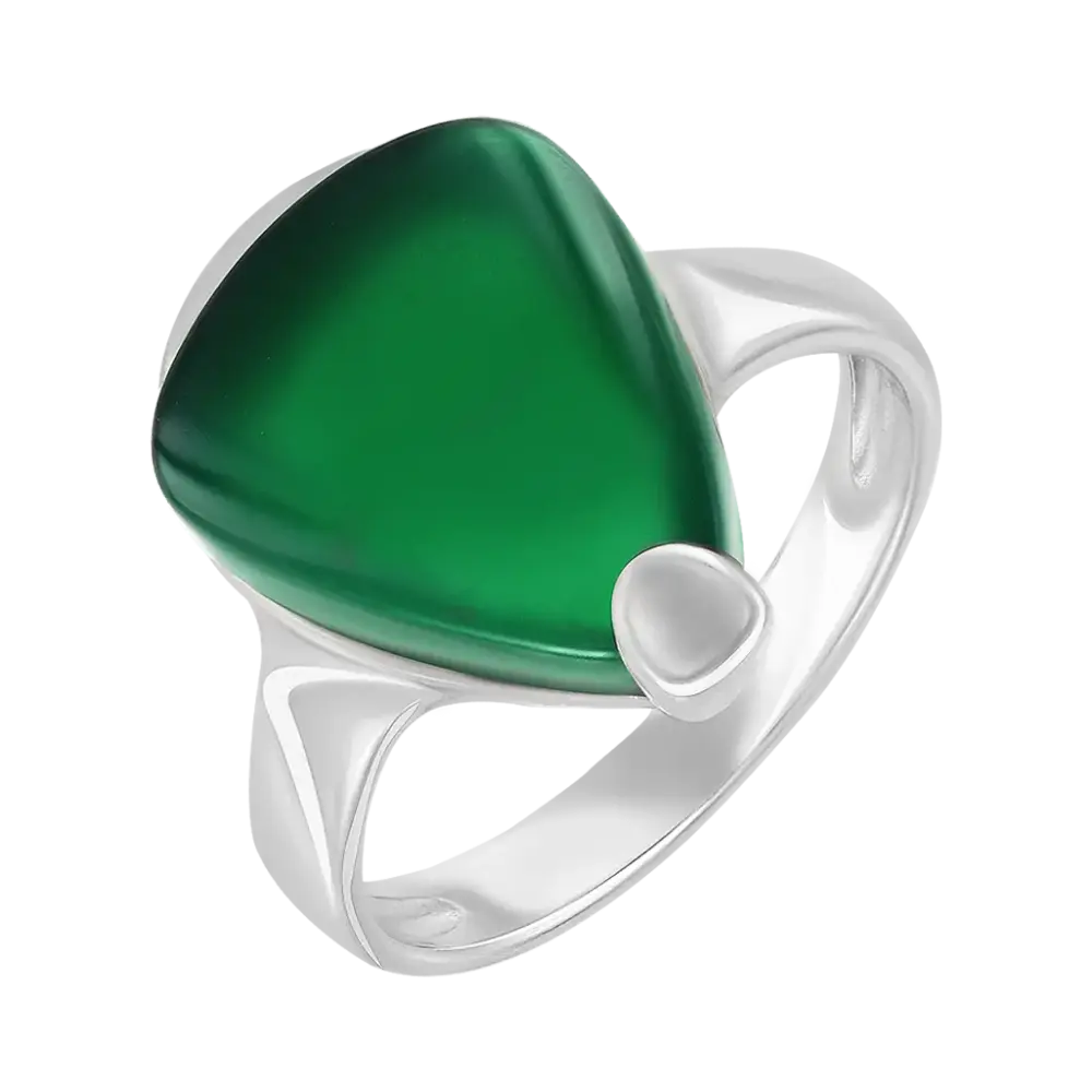 Product image 1 of the product “Women's Ring “Triangle Cabochon” in 925 Sterling Silver with Agate ”