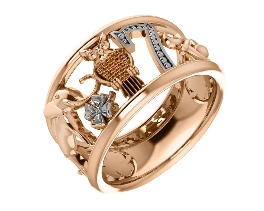 Product image 1 of the product “Women's Ring “Openwork with Clover” in Gold-Plated 925 Sterling Silver ”