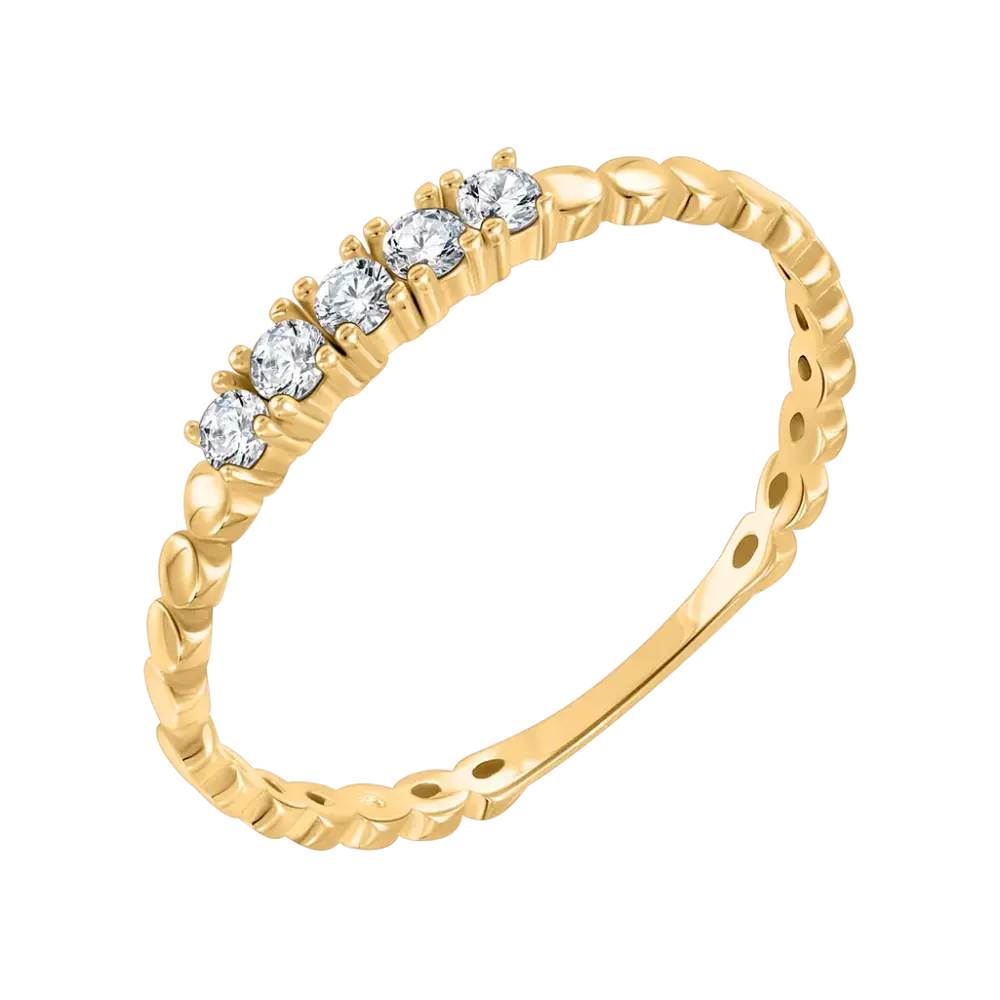 Product image 1 of the product “Women's Ring “Link Bangle with Row of Stones” in 585 Yellow Gold with Cubic Zirconia ”