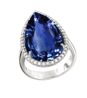 Product image 1 of the product “Women's Ring “Large Drop with Stone Halo” in 925 Sterling Silver with Cubic Zirconia and Synthetic Sapphire ”