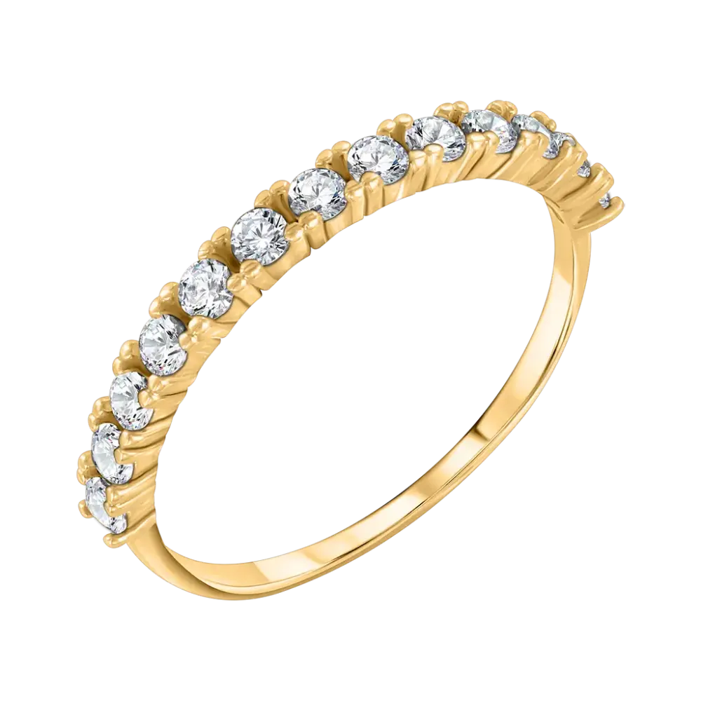 Product image 1 of the product “Women's Ring “Half Eternity with Stones” in 585 Yellow Gold with Cubic Zirconia ”