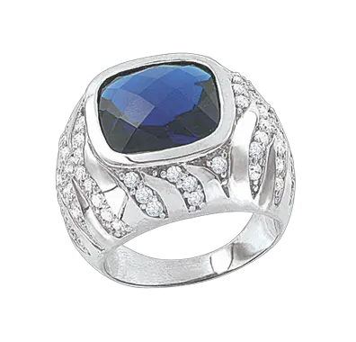 Product image 1 of the product “Women's Ring “Cushion Shape with Stone Pattern” in 925 Sterling Silver with Cubic Zirconia ”