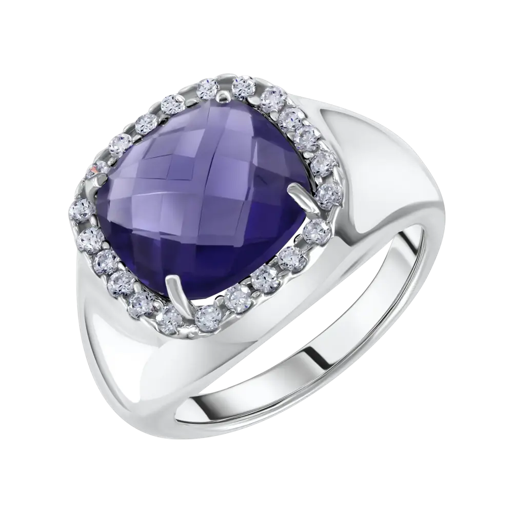 Product image 1 of the product “Women's Ring “Cushion Stone with Stone Halo” in 925 Sterling Silver with Cubic Zirconia ”