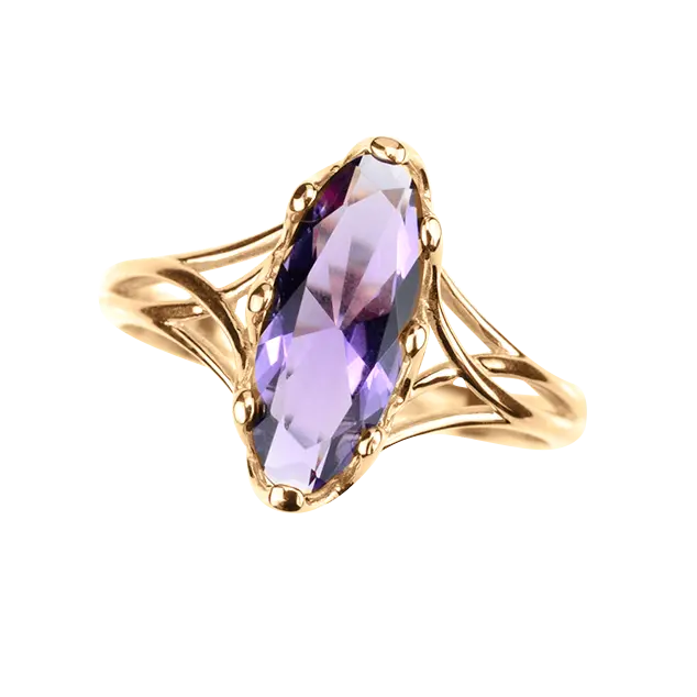 Product image 1 of the product “Women's Ring “Marquise” in 585 Rose Gold with Amethyst ”
