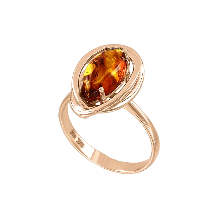 Artikelbild 1 des Artikels “Damenring „Marquise in Schlaufe“ aus 585 Rotgold mit Bernstein “