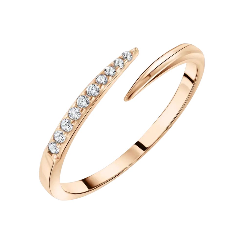 Product image 1 of the product “Women's Ring “Open with Row of Stones” in 585 Rose Gold with Cubic Zirconia ”