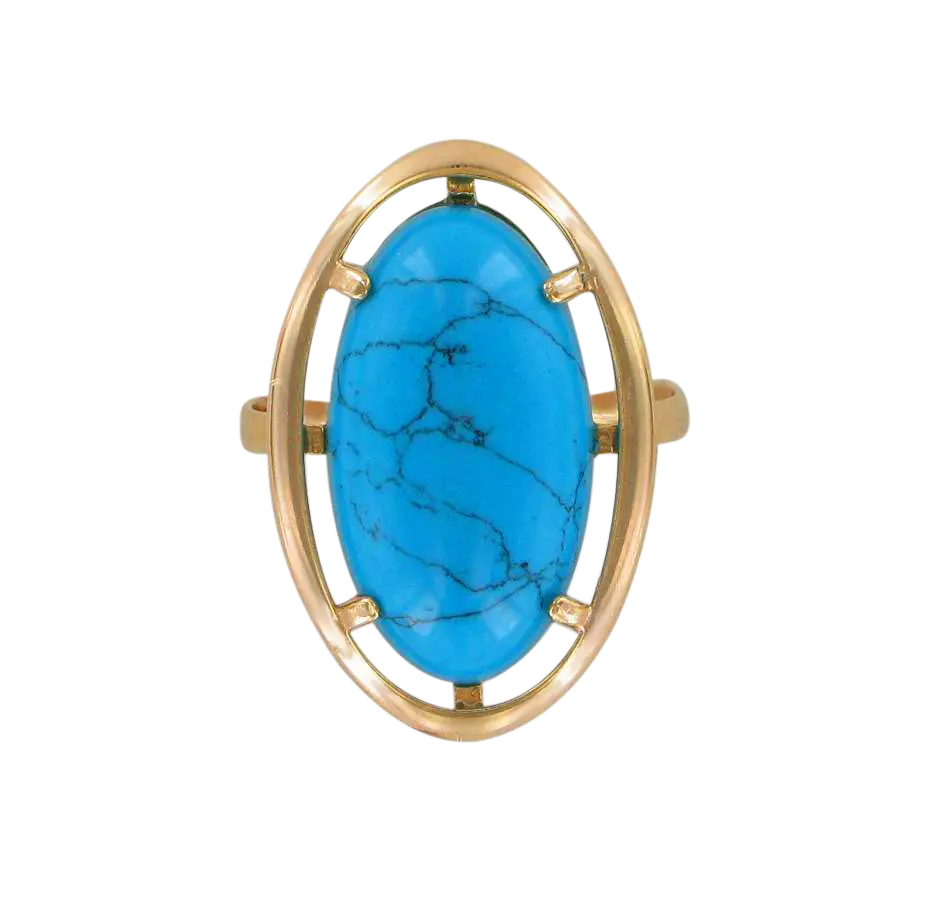 Product image 1 of the product “Women's Ring “Oval in Frame” in Gold-Plated 925 Sterling Silver with Turquoise ”