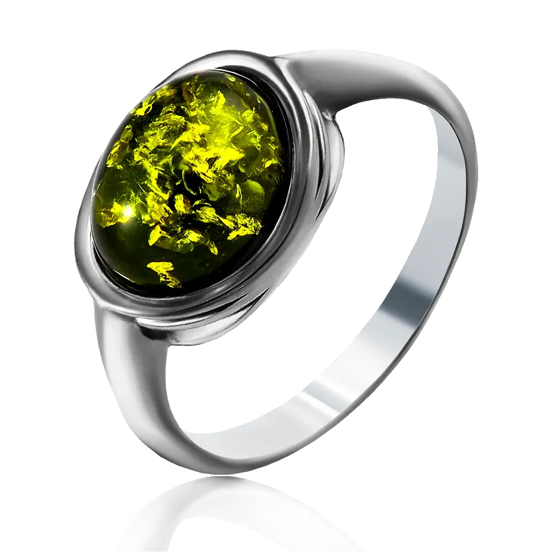 Artikelbild 1 des Artikels “Damenring „Oval mit Rahmen“ aus 925 Silber mit Bernstein “