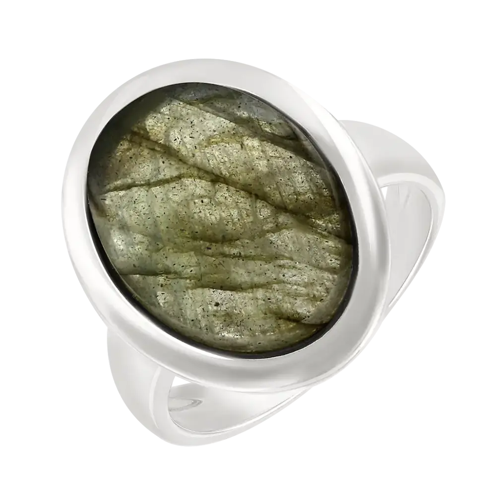 Artikelbild 1 des Artikels “Damenring „Oval mit Rahmen“ aus 925 Silber mit Labradorit “