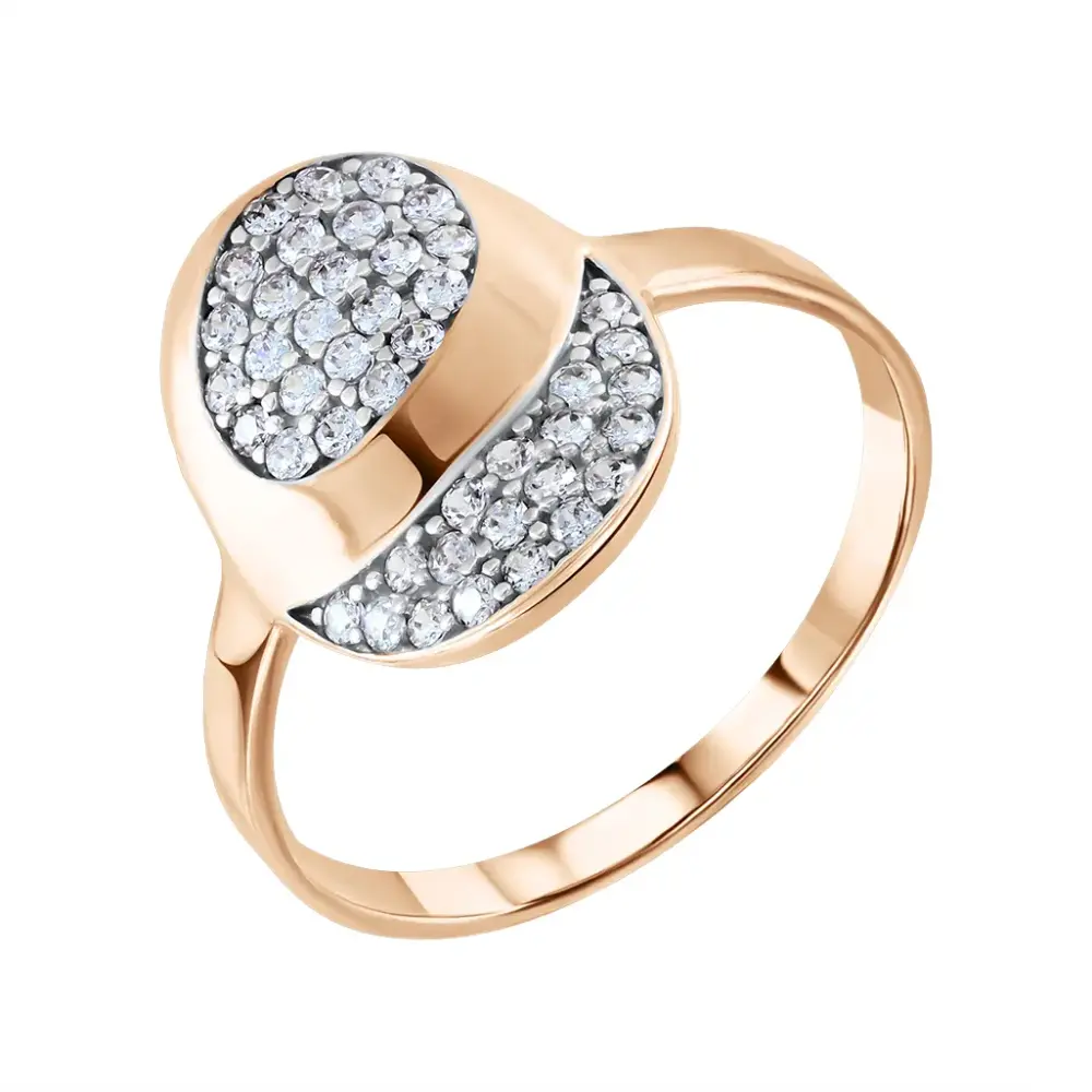 Artikelbild 1 des Artikels “Damenring „Oval mit Steinpavé“ aus 585 Rotgold mit Zirkonia “