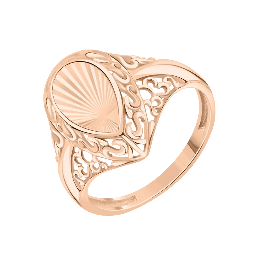 Artikelbild 1 des Artikels “Damenring „Oval mit Strahlenmuster“ aus 585 Rotgold “