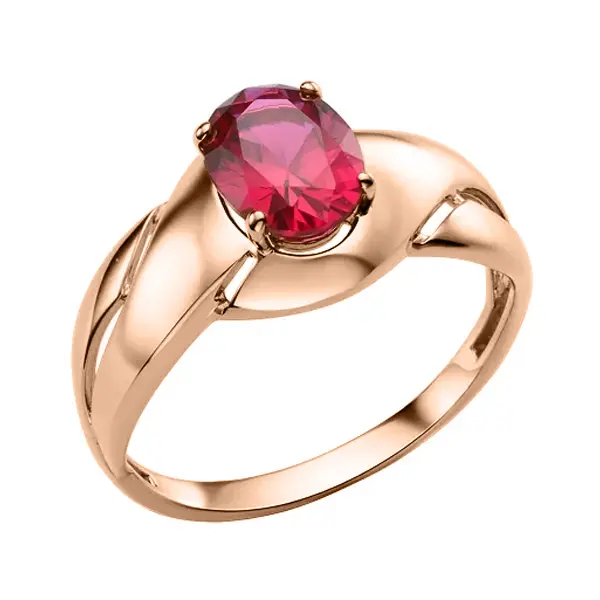 Artikelbild 1 des Artikels “Damenring „Ovaler Stein mit Schwung“ aus 585 Rotgold mit Korund “