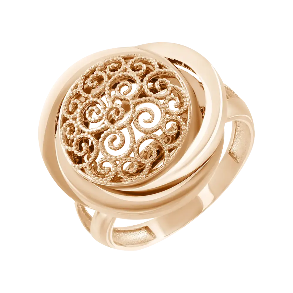 Artikelbild 1 des Artikels “Damenring „Rosette mit Ornament“ aus 585 Rotgold “