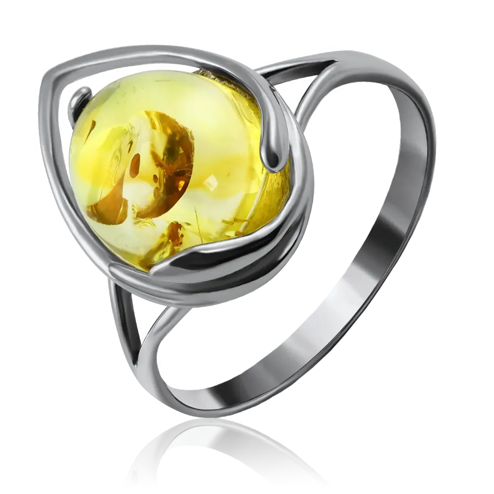 Product image 1 of the product “Women's Ring “Round in Sweep” in 925 Sterling Silver with Amber ”