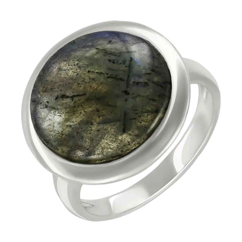 Artikelbild 1 des Artikels “Damenring „Rund mit Rahmen“ aus 925 Silber mit Labradorit “