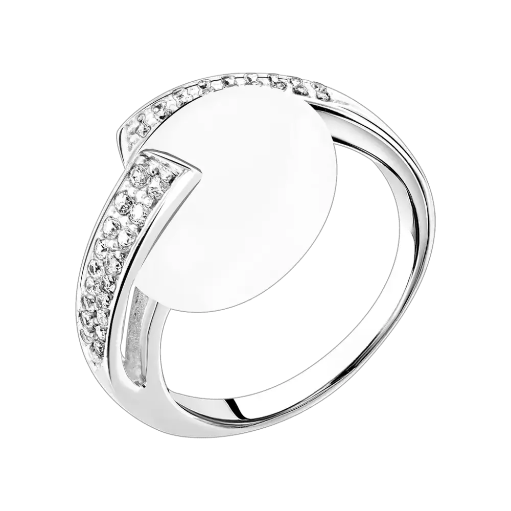 Artikelbild 1 des Artikels “Damenring „Runder Stein mit Steinschiene“ aus 925 Silber mit Mondstein “
