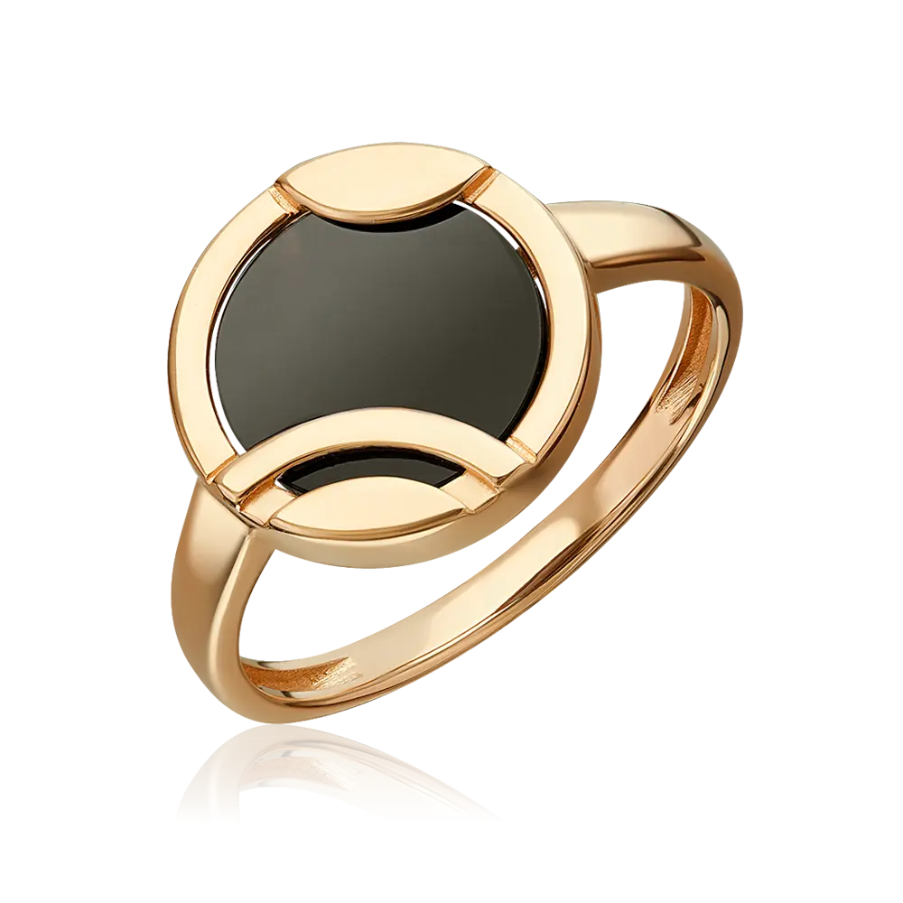 Artikelbild 1 des Artikels “Damenring „Scheibe im Ring“ aus 585 Rotgold mit Onyx “