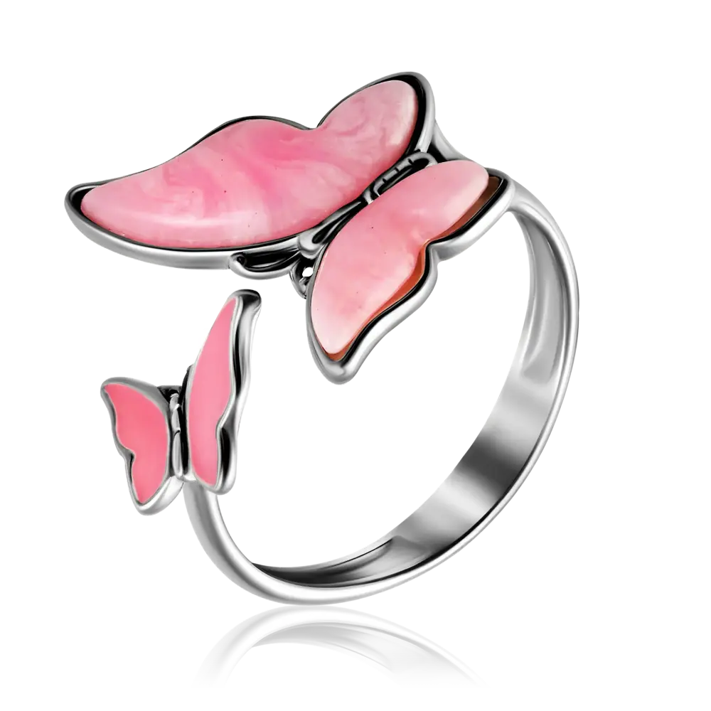 Product image 1 of the product “Women's Ring “Butterflies” in 925 Sterling Silver with Quartz ”