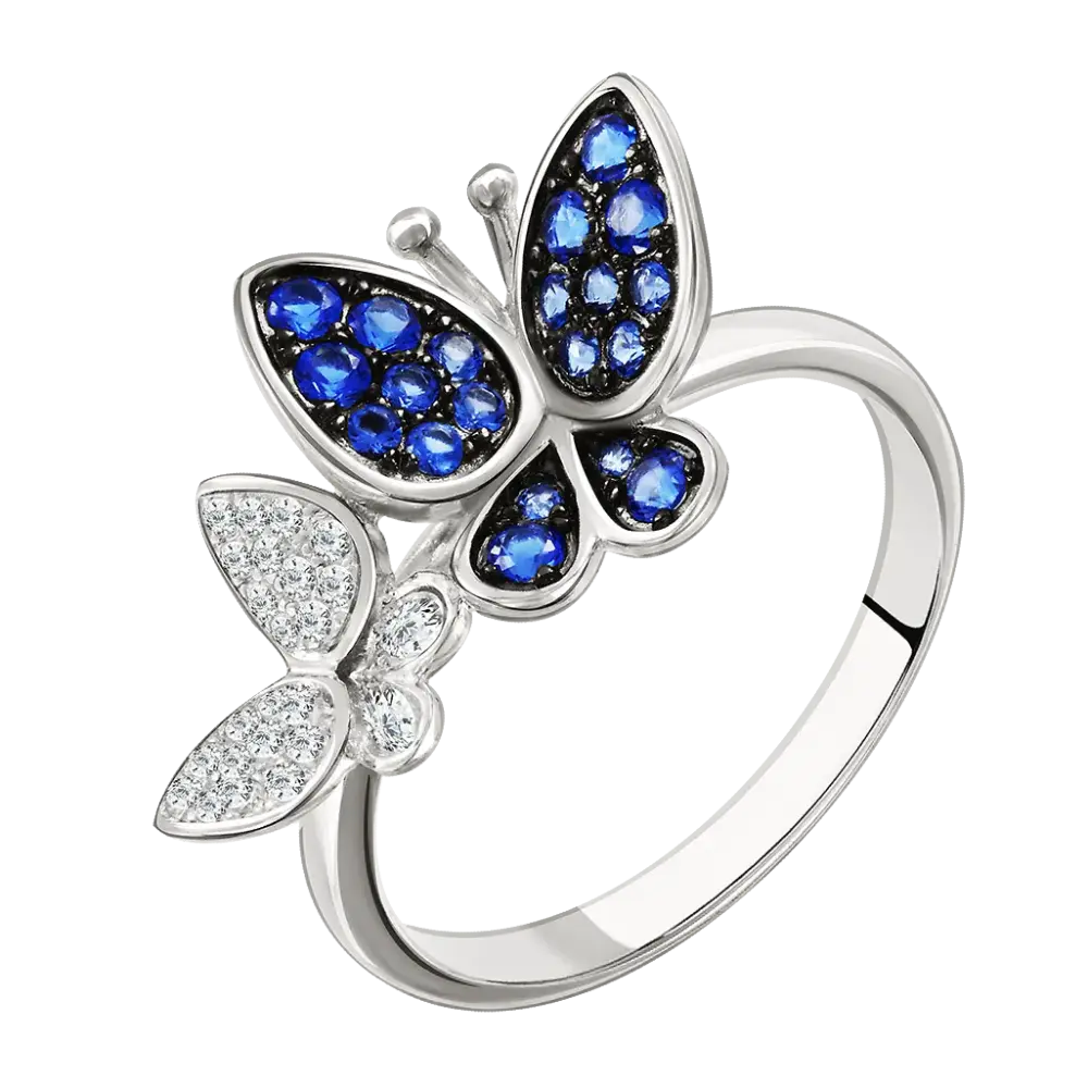Artikelbild 1 des Artikels “Damenring „Schmetterlinge“ aus 925 Silber mit Zirkonia “