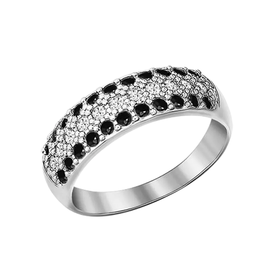 Product image 1 of the product “Women's Ring “Black and White Pavé” in 925 Sterling Silver with Cubic Zirconia ”