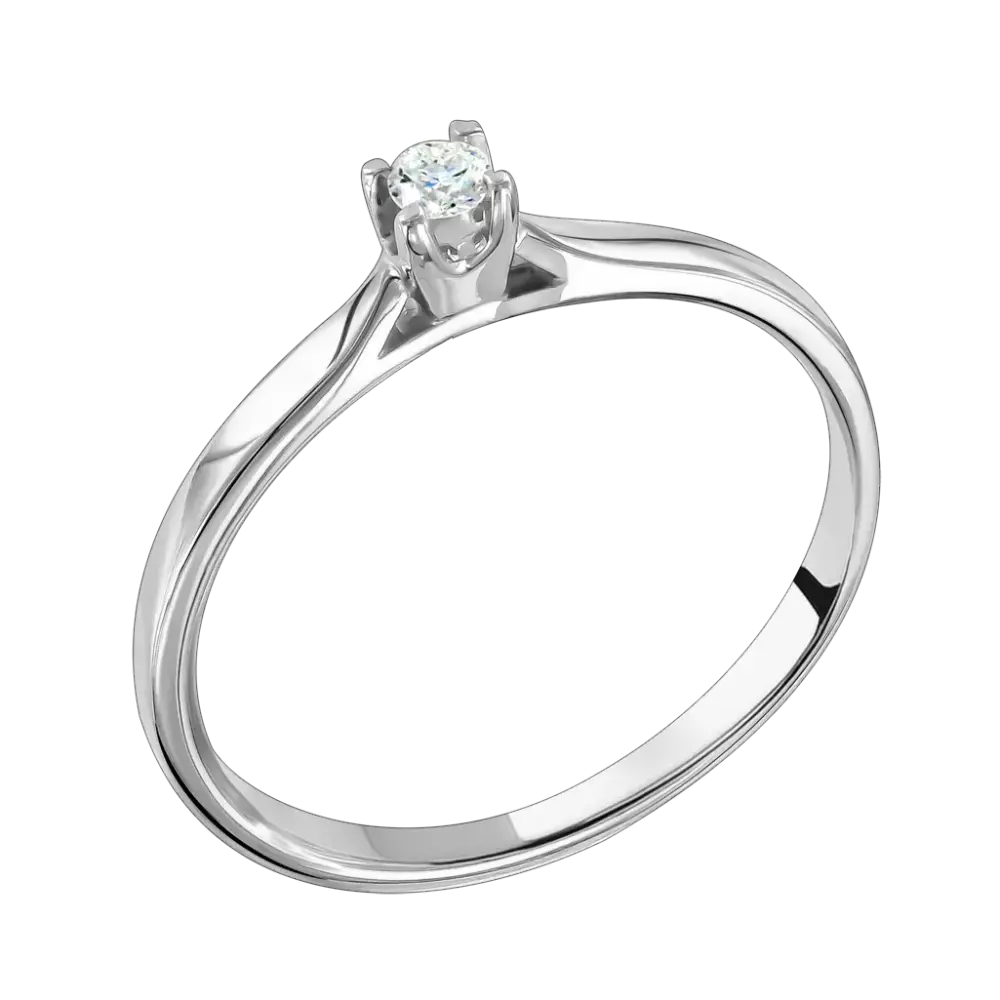 Product image 1 of the product “Women's Ring “Solitaire” in 585 White Gold with Diamonds, 0.06 ct ”