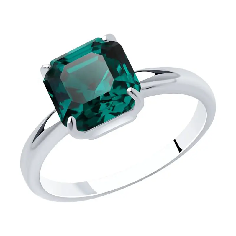 Product image 1 of the product “Women's Ring “Square Solitaire” in 925 Sterling Silver with Swarovski Crystals ”