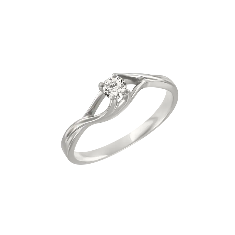 Artikelbild 1 des Artikels “Damenring „Solitär im Schwung“ aus 585 Weißgold mit Zirkonia “