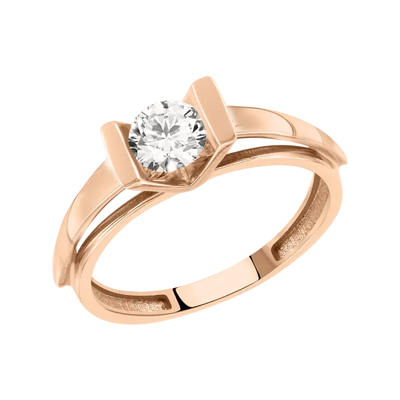 Artikelbild 1 des Artikels “Damenring „Solitär in Spannfassung“ aus 585 Rotgold mit Zirkonia “