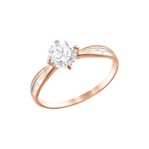 Artikelbild 1 des Artikels “Damenring „Solitär mit Bändern“ aus 585 Bicolor-Gold mit Zirkonia “