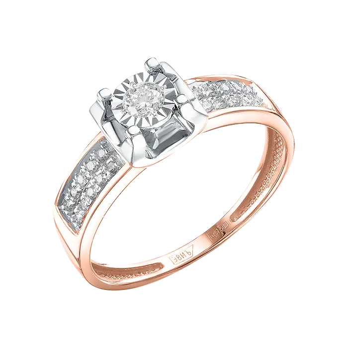 Artikelbild 1 des Artikels “Damenring „Solitär mit Pavé-Schultern“ aus 585 Bicolor-Gold mit Brillanten “