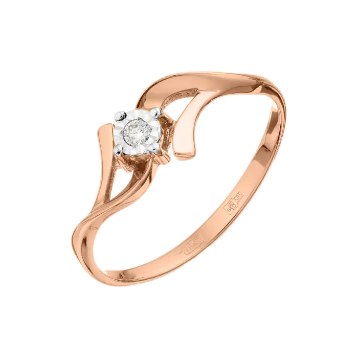 Artikelbild 1 des Artikels “Damenring „Solitär mit Schwung“ aus 585 Rotgold mit Brillanten, 0,03 ct “