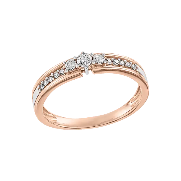 Product image 1 of the product “Women's Ring “Solitaire with Stone Row” in 585 Two-Tone Gold with Diamonds, 0.24 ct ”