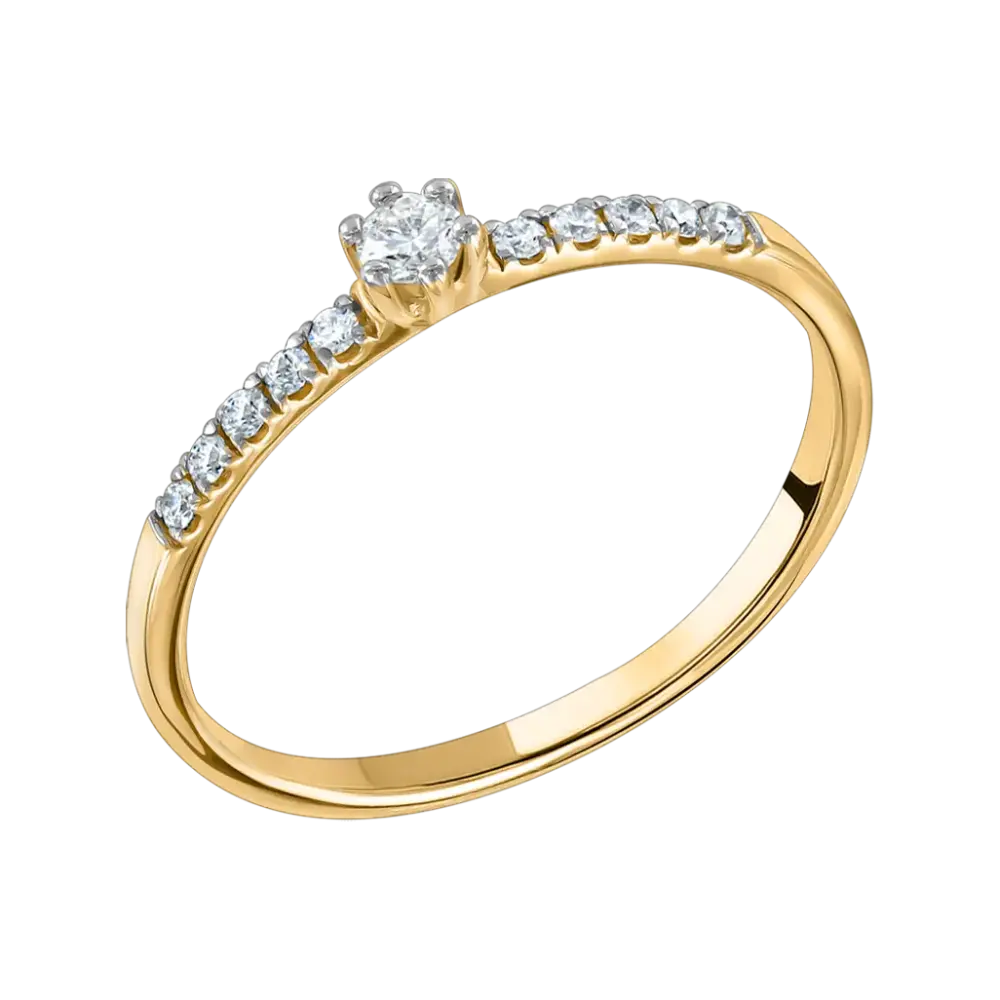 Artikelbild 1 des Artikels “Damenring „Solitär mit Steinschultern“ aus 585 Gelbgold mit Brillanten, 0,17 ct “